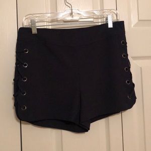 Navy shorts with side detailing